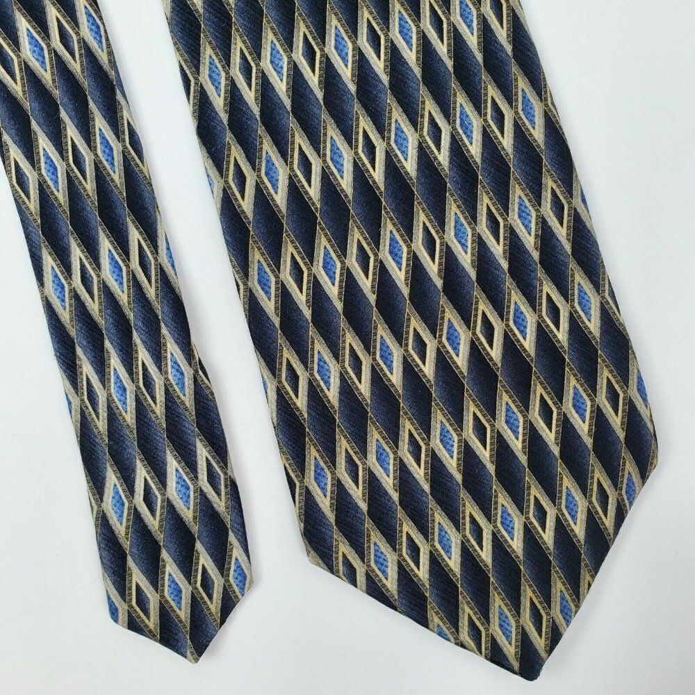 Van Heusen Blue Geometric Silk Tie‎ 60 3.75